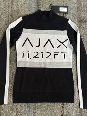 ASPEN X- AJAX Black & White Logo Knit Wool Sweater